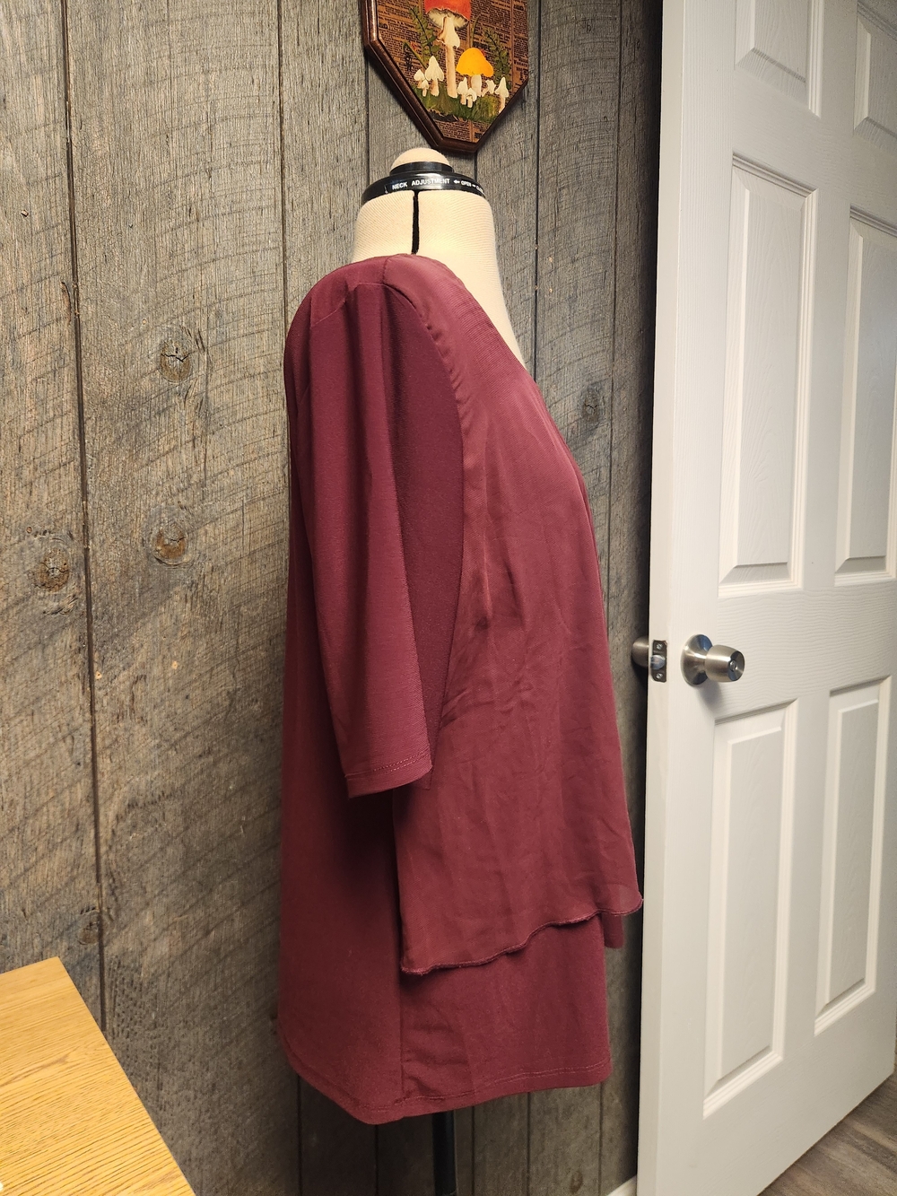 Women's Wine Asymmetrical Layered Top - Picture 7 of 12